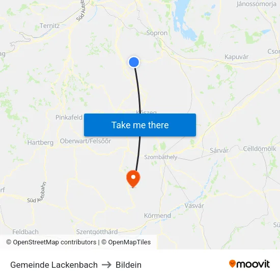 Gemeinde Lackenbach to Bildein map