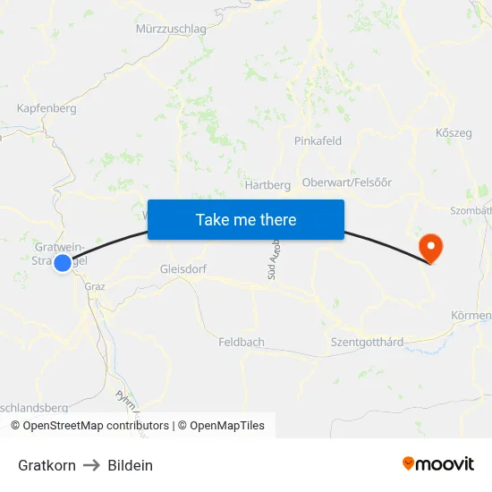 Gratkorn to Bildein map