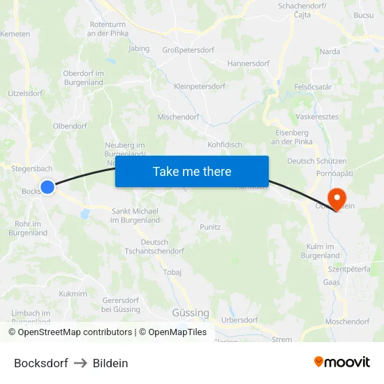 Bocksdorf to Bildein map