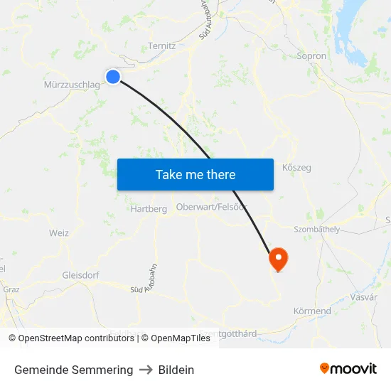 Gemeinde Semmering to Bildein map