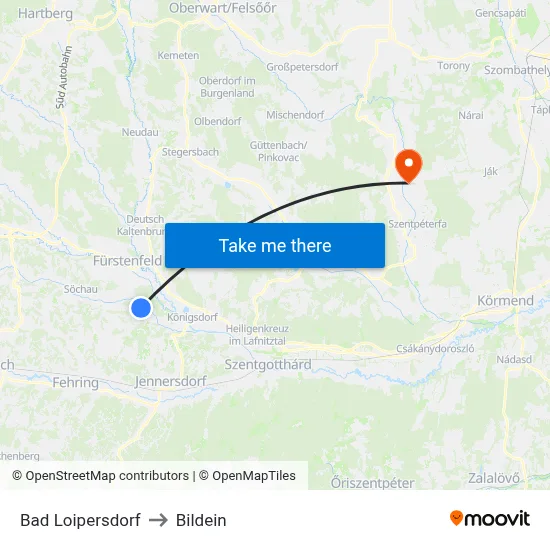 Bad Loipersdorf to Bildein map