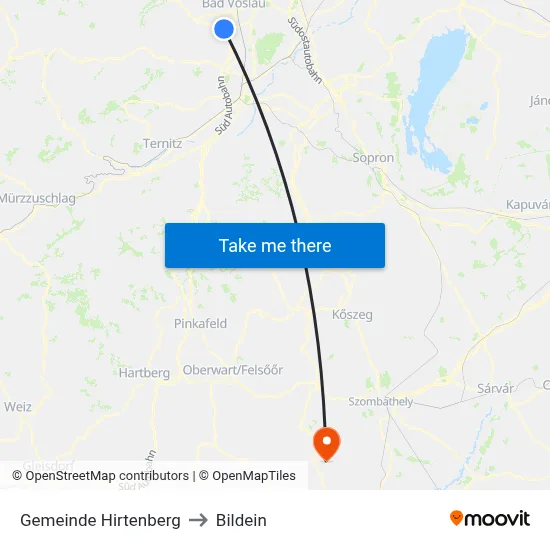 Gemeinde Hirtenberg to Bildein map