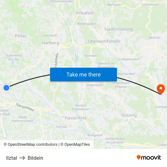 Ilztal to Bildein map