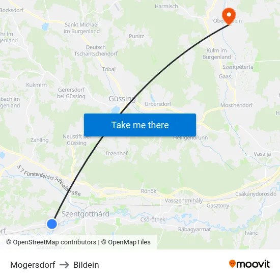 Mogersdorf to Bildein map