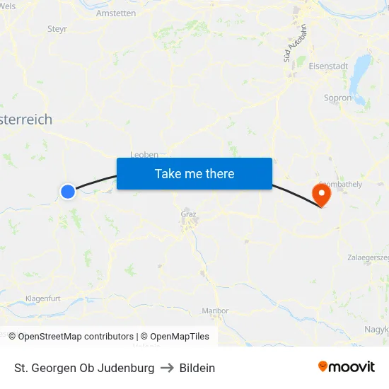 St. Georgen Ob Judenburg to Bildein map