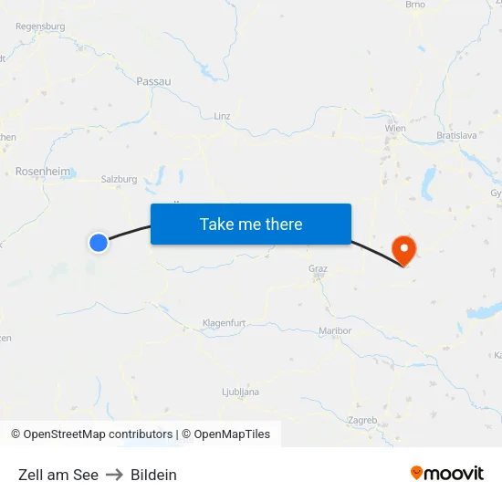 Zell am See to Bildein map