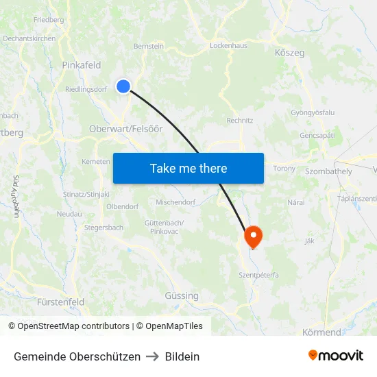 Gemeinde Oberschützen to Bildein map