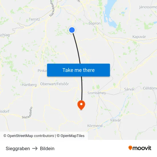 Sieggraben to Bildein map