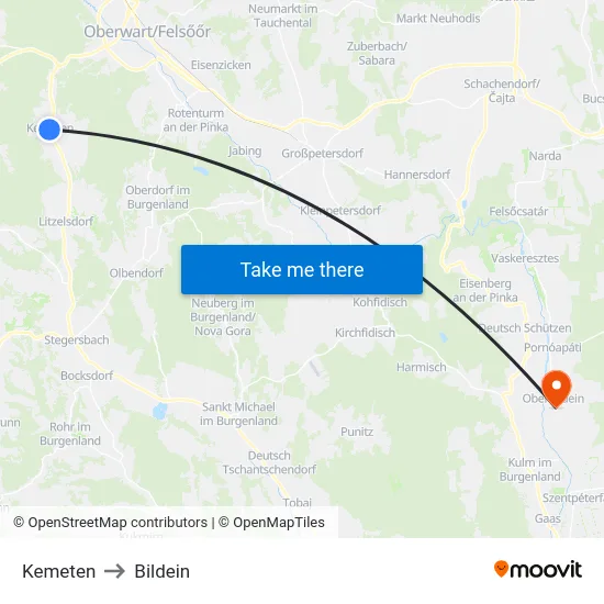 Kemeten to Bildein map