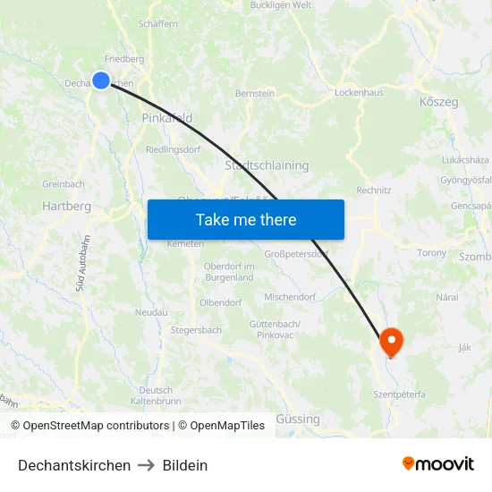 Dechantskirchen to Bildein map
