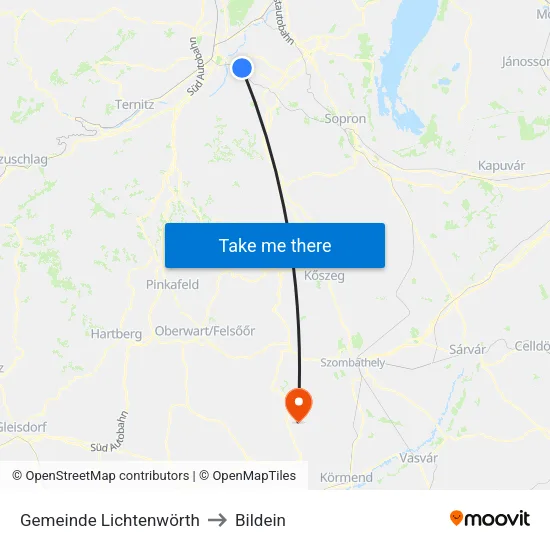Gemeinde Lichtenwörth to Bildein map