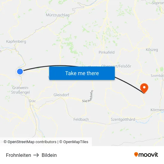 Frohnleiten to Bildein map