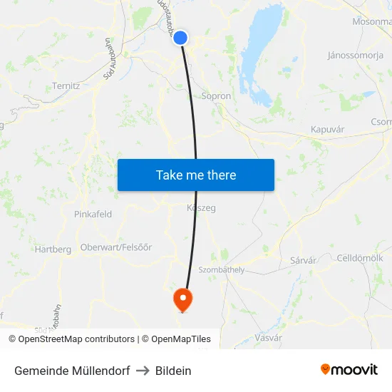 Gemeinde Müllendorf to Bildein map