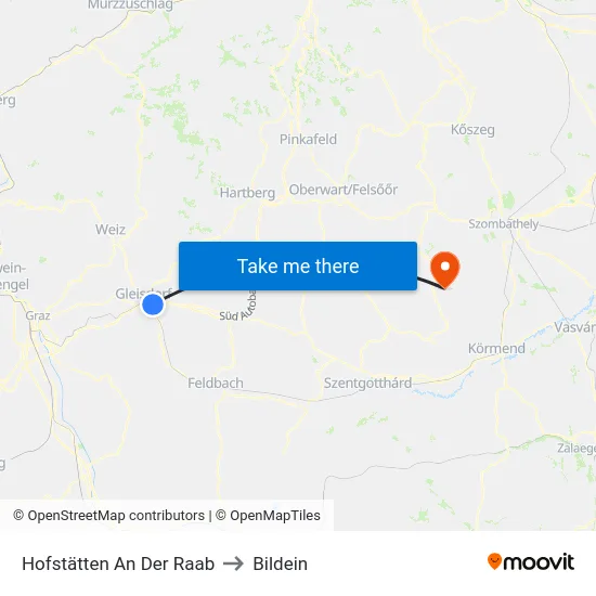 Hofstätten An Der Raab to Bildein map