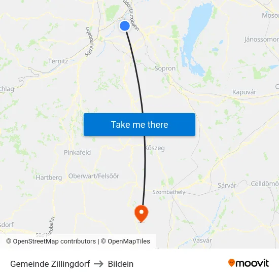 Gemeinde Zillingdorf to Bildein map