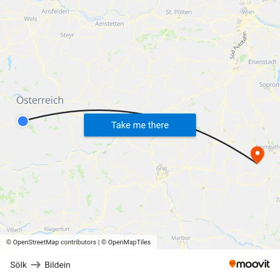 Sölk to Bildein map