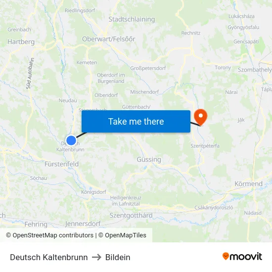 Deutsch Kaltenbrunn to Bildein map
