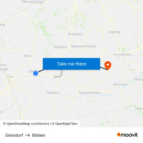 Gleisdorf to Bildein map