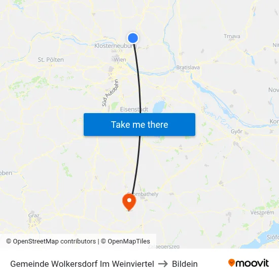 Gemeinde Wolkersdorf Im Weinviertel to Bildein map