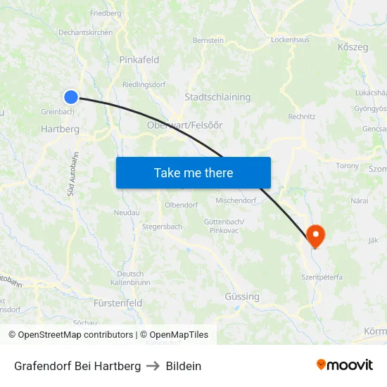 Grafendorf Bei Hartberg to Bildein map
