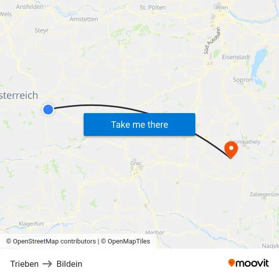 Trieben to Bildein map