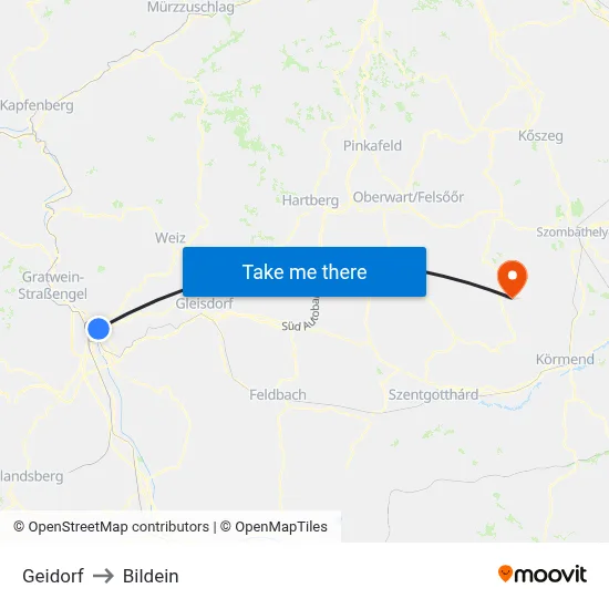Geidorf to Bildein map