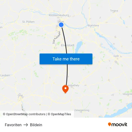 Favoriten to Bildein map