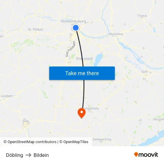 Döbling to Bildein map