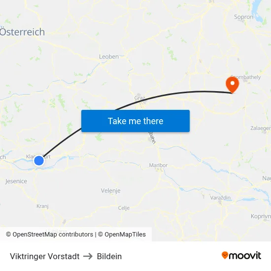 Viktringer Vorstadt to Bildein map