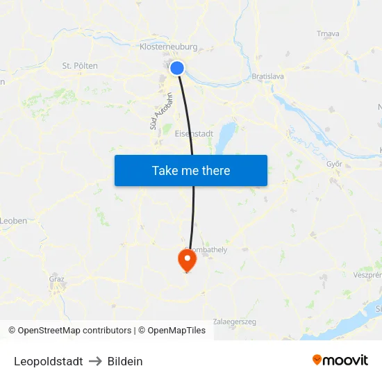 Leopoldstadt to Bildein map