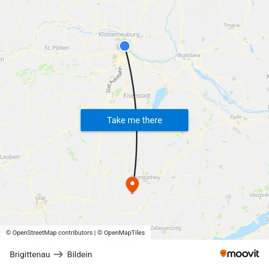 Brigittenau to Bildein map