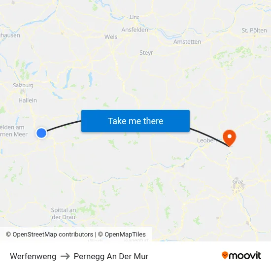 Werfenweng to Pernegg An Der Mur map