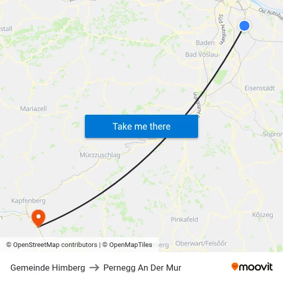 Gemeinde Himberg to Pernegg An Der Mur map