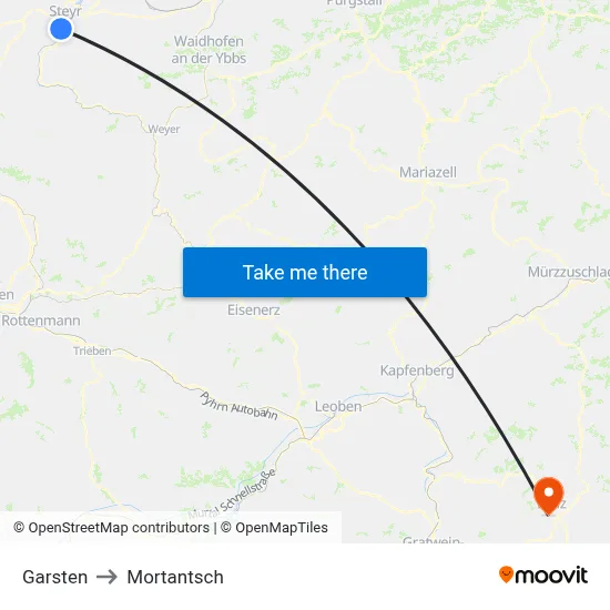 Garsten to Mortantsch map