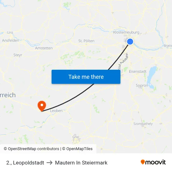 2., Leopoldstadt to Mautern In Steiermark map