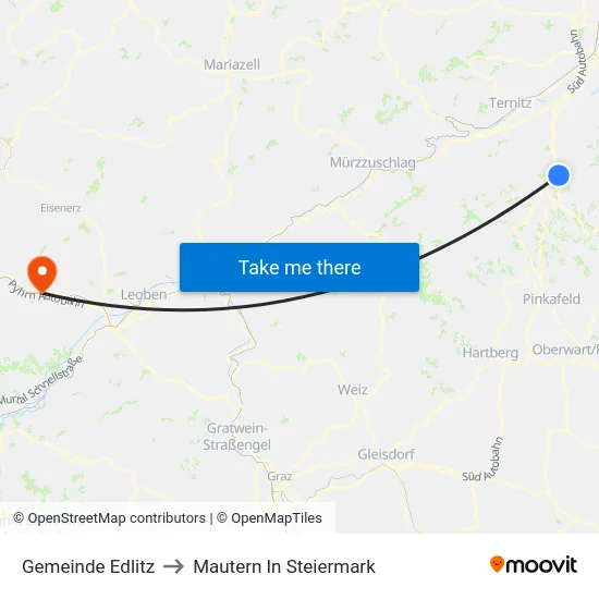 Gemeinde Edlitz to Mautern In Steiermark map