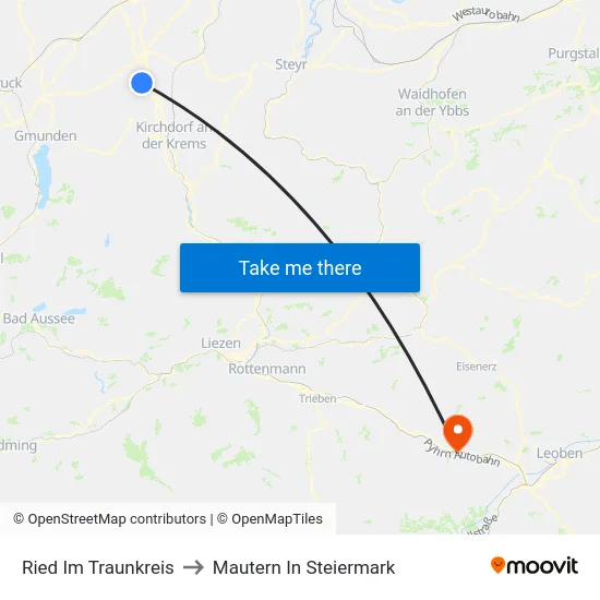 Ried Im Traunkreis to Mautern In Steiermark map
