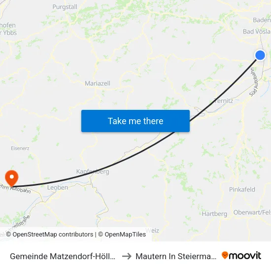 Gemeinde Matzendorf-Hölles to Mautern In Steiermark map