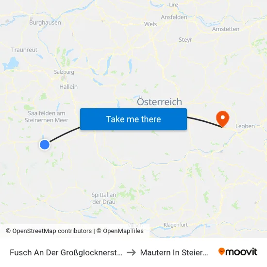 Fusch An Der Großglocknerstraße to Mautern In Steiermark map