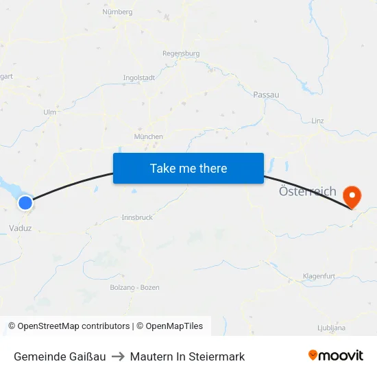 Gemeinde Gaißau to Mautern In Steiermark map