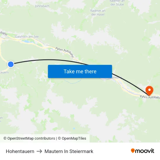 Hohentauern to Mautern In Steiermark map