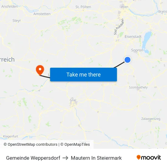 Gemeinde Weppersdorf to Mautern In Steiermark map