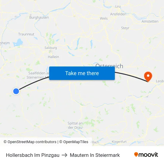 Hollersbach Im Pinzgau to Mautern In Steiermark map