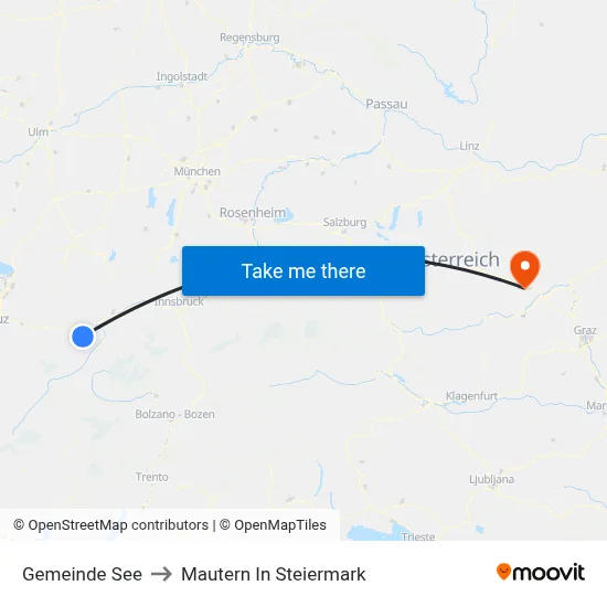 Gemeinde See to Mautern In Steiermark map