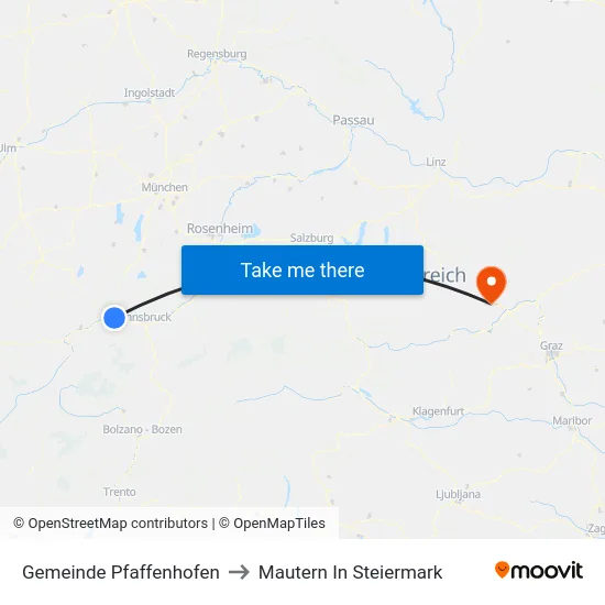 Gemeinde Pfaffenhofen to Mautern In Steiermark map