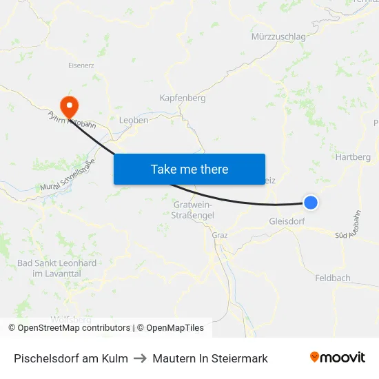 Pischelsdorf am Kulm to Mautern In Steiermark map