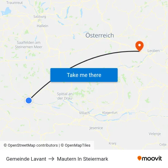 Gemeinde Lavant to Mautern In Steiermark map