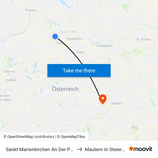Sankt Marienkirchen An Der Polsenz to Mautern In Steiermark map