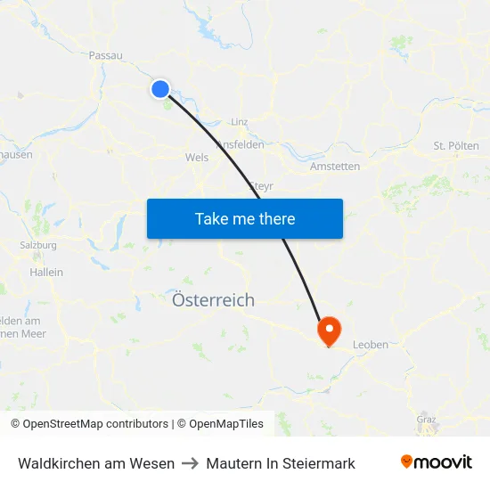 Waldkirchen am Wesen to Mautern In Steiermark map
