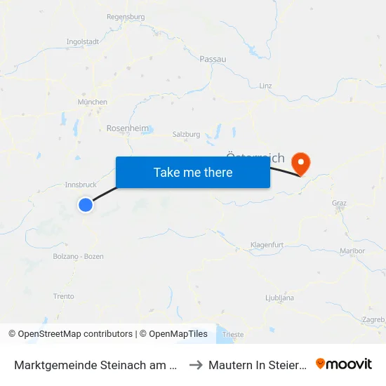 Marktgemeinde Steinach am Brenner to Mautern In Steiermark map